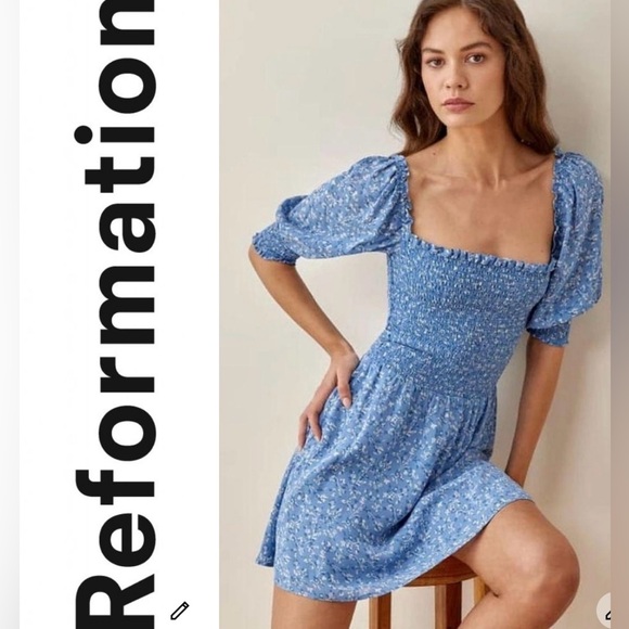 Reformation Dresses & Skirts - NWOT Reformation Elle mini dress size 4 blue floral
